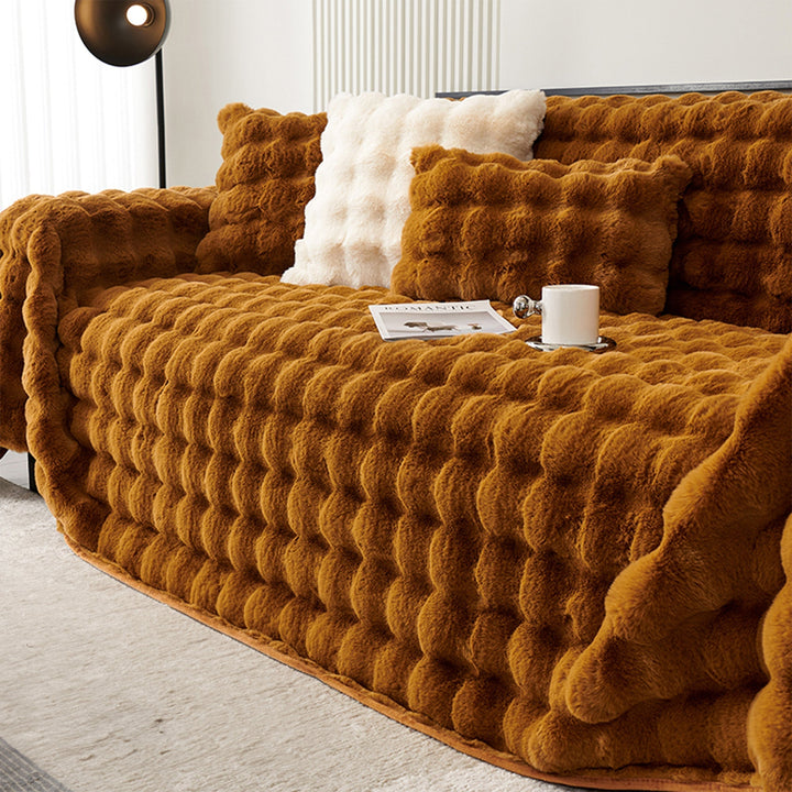 Luxe Ripple Faux Fur Sofa Cover - Modern, Stylish & Durable Sofa Protection | Stornfield