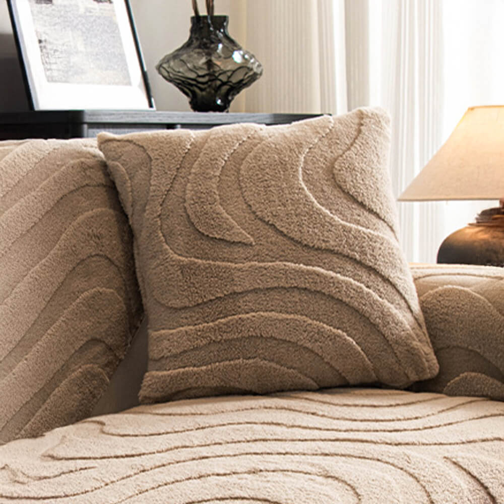 Warm Plush Curved Jacquard Non-Slip Sofa Protector Cover | Stornfield