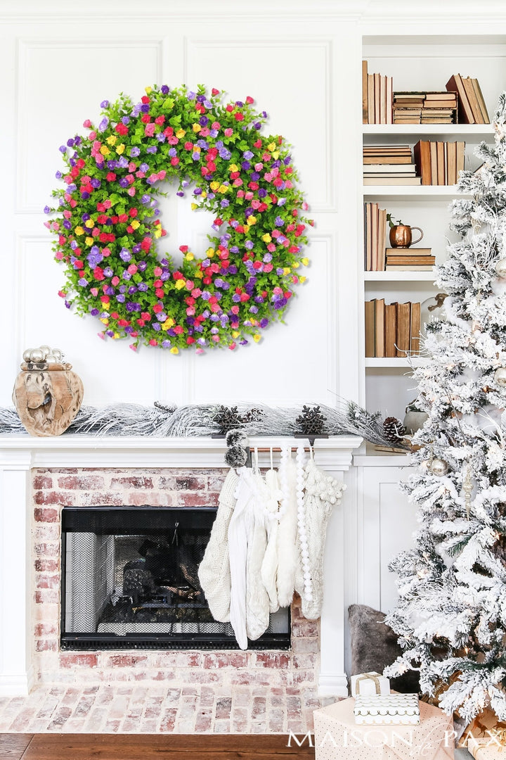 Stornfield | BloomWreath Spring & Summer Front Door Wreath | Handmade Floral Grapevine Accent
