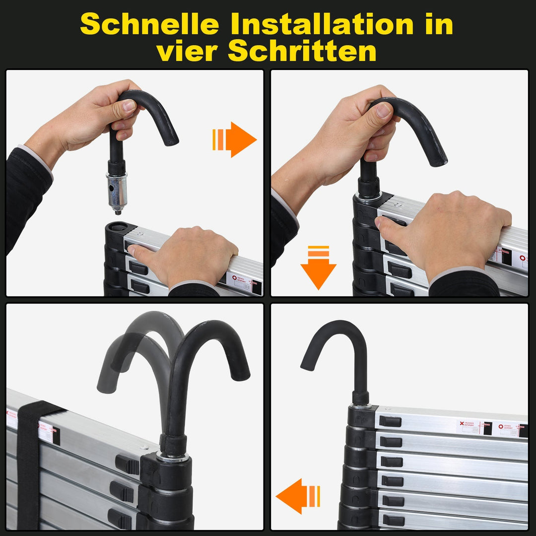 Telescopic ladder with 2 detachable hooks | Stornfield
