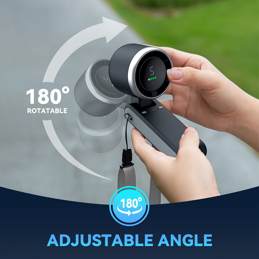 12 Hour Turbo Handheld Fan with LED Light - 5 Speed Battery Operated Cooling Fan, 3 in 1 Air Turbo Technology - Compact Design for Outdoor, Travel and Daily Use | Stornfield
