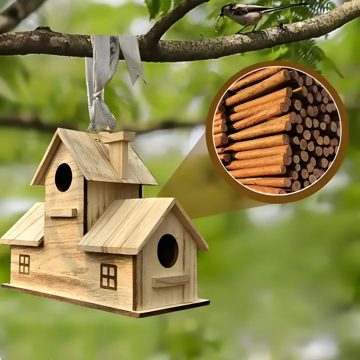 WoodlandBird House- Wooden Hanging Birdhouse with 3-Hole | Stornfield
