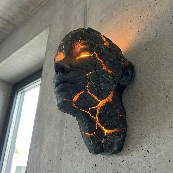 Volcanic Face Lava Crack Wall Art Lamp | Stornfield