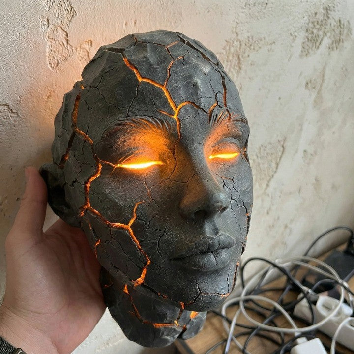 Volcanic Face Lava Crack Wall Art Lamp | Stornfield