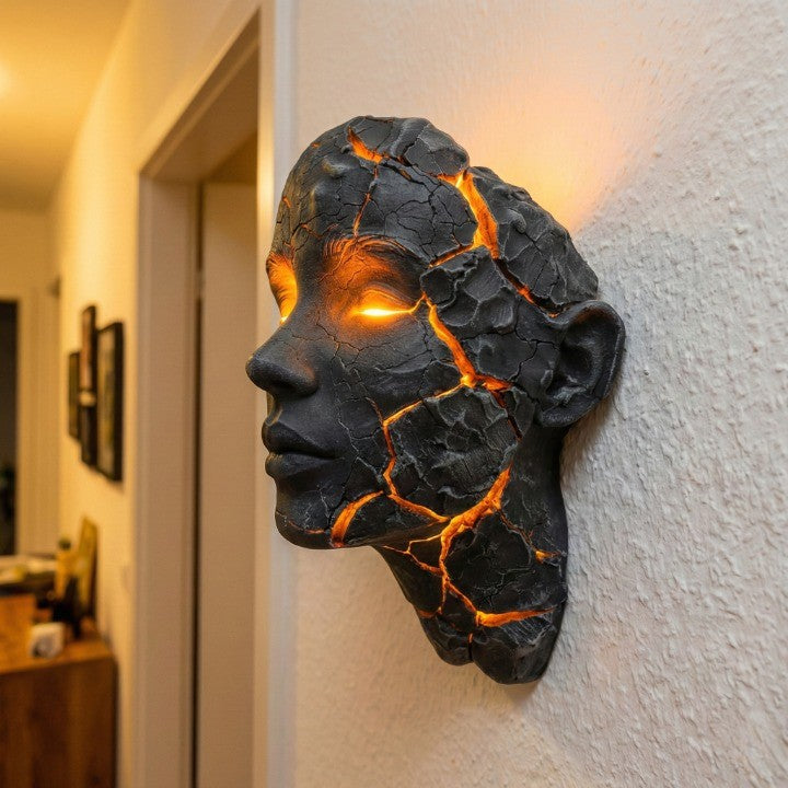 Volcanic Face Lava Crack Wall Art Lamp | Stornfield