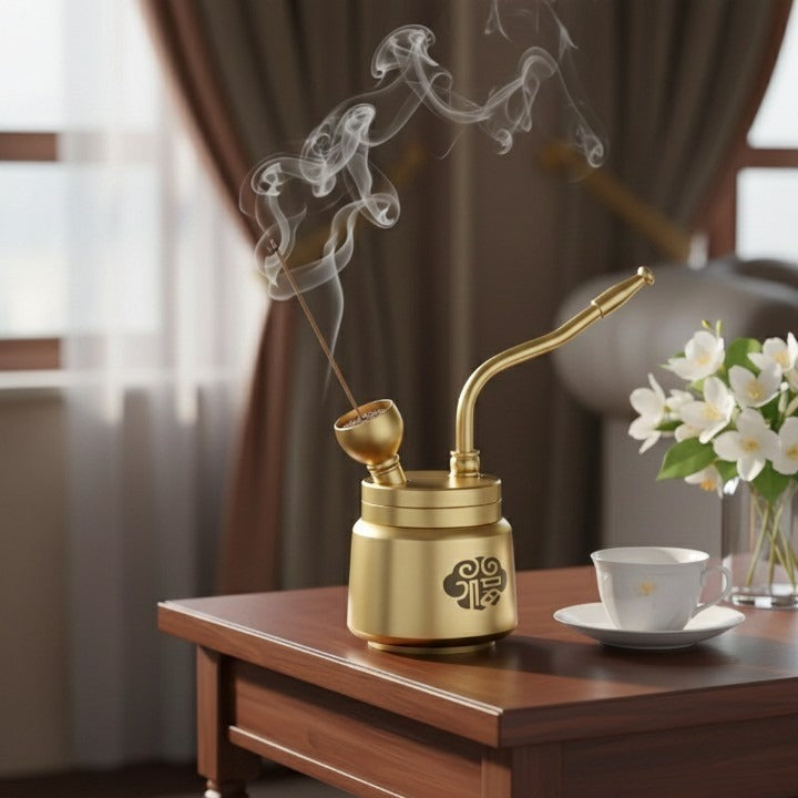 Artisan Brass Pipe Aromatherapy Incense Burner | Stornfield
