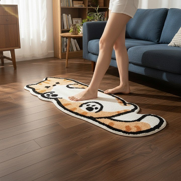 Playful Cat Area Irregular Rug | Stornfield