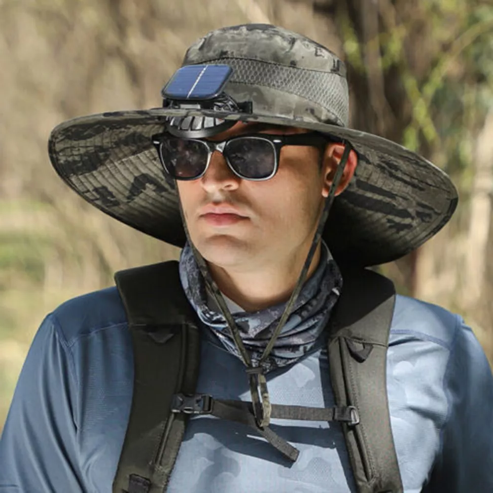 Wide Brim Solar Fan Outdoor Bucket Hat Solar & USB Charging | Stornfield