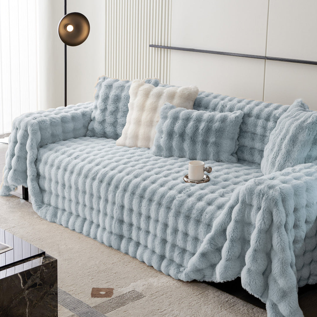 Luxe Ripple Faux Fur Sofa Cover - Modern, Stylish & Durable Sofa Protection | Stornfield