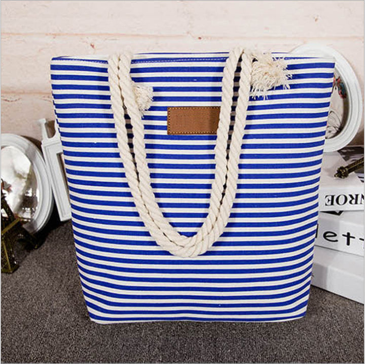 Striped beach bag with sturdy rope handles Stornfield