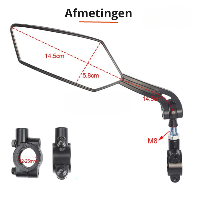 360° rearview mirror for bicycle with handlebar mount | Stornfield