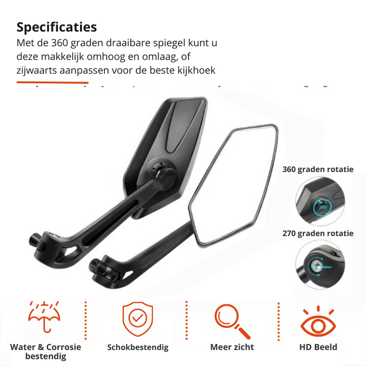 360° rearview mirror for bicycle with handlebar mount | Stornfield