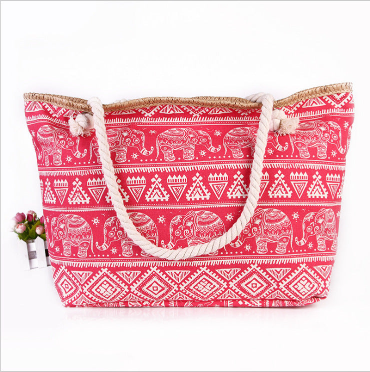 Spacious shopping bag in ethnic elephant design Stornfield