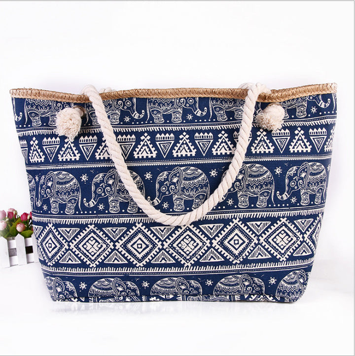 Spacious shopping bag in ethnic elephant design Stornfield