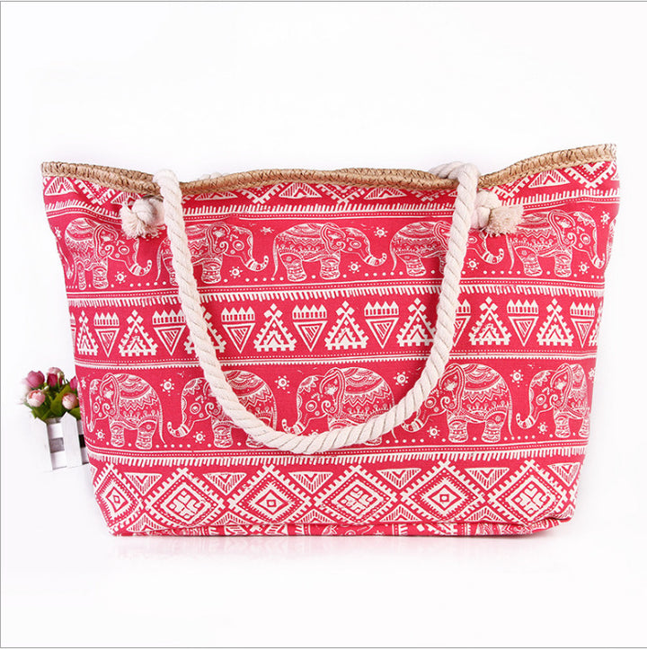 Spacious shopping bag in ethnic elephant design Stornfield