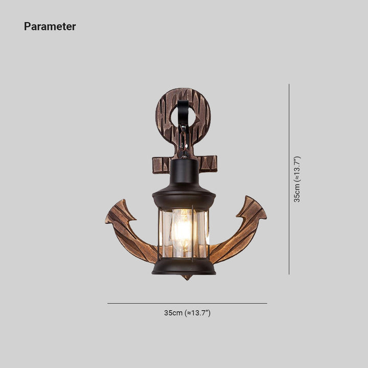 Stornfield | Vintage Anchor LED Wall Light - Industrial Metal and Wood for Dining Room/Living Room