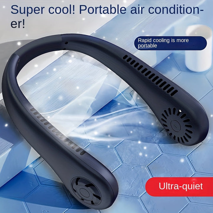 1pc Hands-Free Portable Neck Fan - Rechargeable, Leafless, and USB Powered - Perfect for Desk and Travel Use | Stornfield