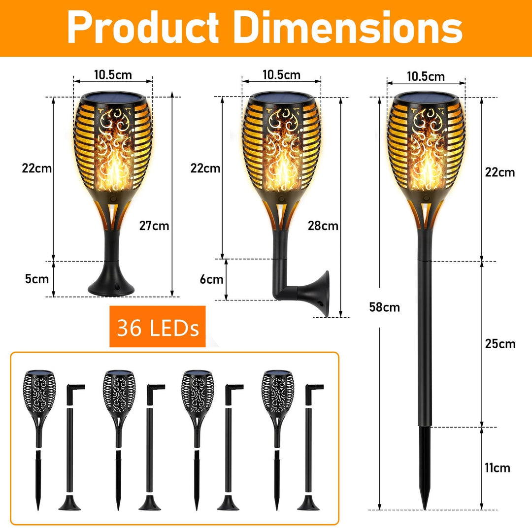 Solar lamps for outdoors 4 pieces 3 IN 1 solar torches | Stornfield