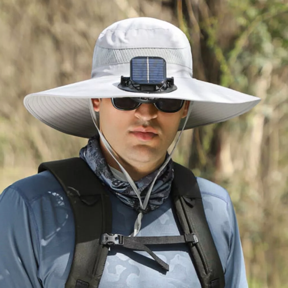 Wide Brim Solar Fan Outdoor Bucket Hat Solar & USB Charging | Stornfield