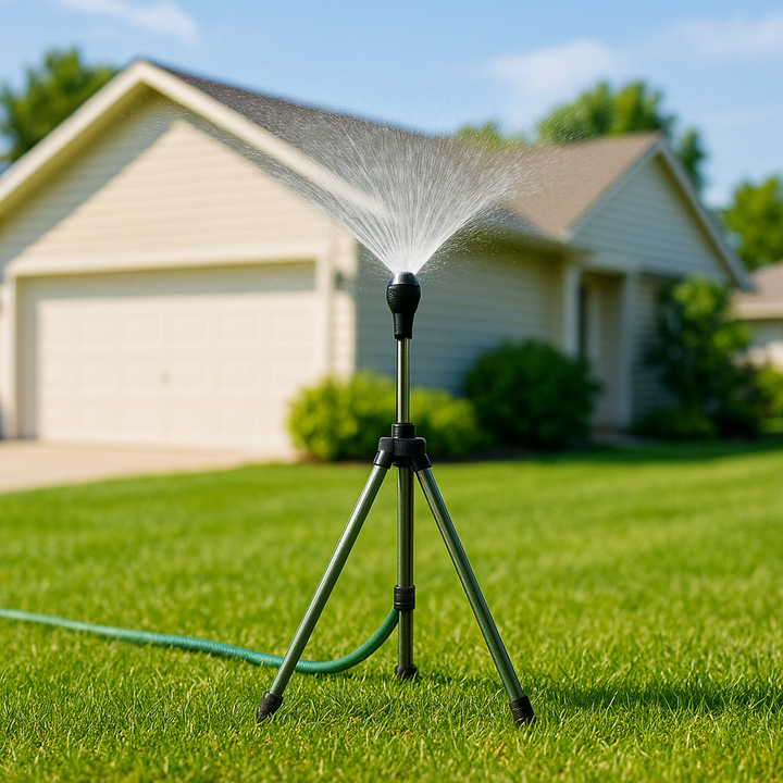 Stornfield | Adjustable 360° Garden Sprinkler on Tripod – Stainless Steel Height-Adjustable Lawn Irrigation System