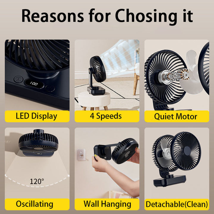 Portable Rechargeable USB Desk Fan with 4 Speeds | Stornfield