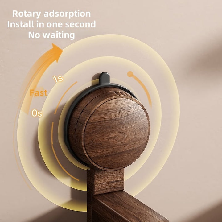 Walnut Wood Toilet Paper Holder – Hole-free with Suction Cup | Stornfield
