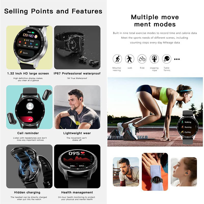 2-in-1 Smartwatch with Bluetooth Headphones | Stornfield