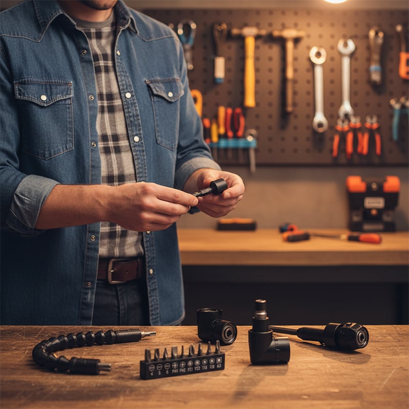 Drill machine angle attachment with accessory set | Stornfield