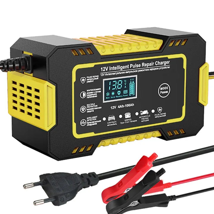Stornfield | 12V 6A Smart Car Battery Charger | Pulse Repair, LCD Display & Fast Charging for AGM, Gel & Lead-Acid Batteries