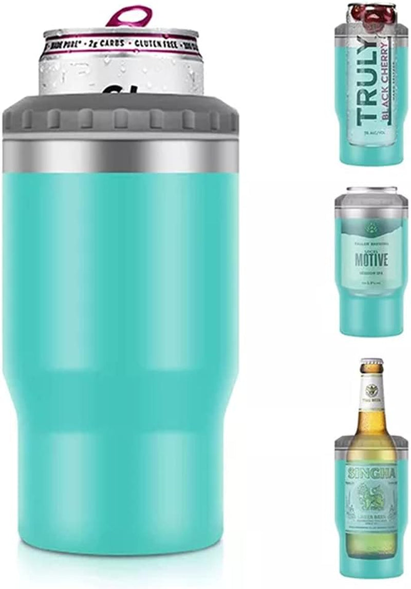 Stornfield | 4-in-1 Stainless Steel Can/Bottle Thermos, 14 Oz Dual-Purpose Lid, Insulated SUS Can Cooler, Beer Bottle Holder (Black)