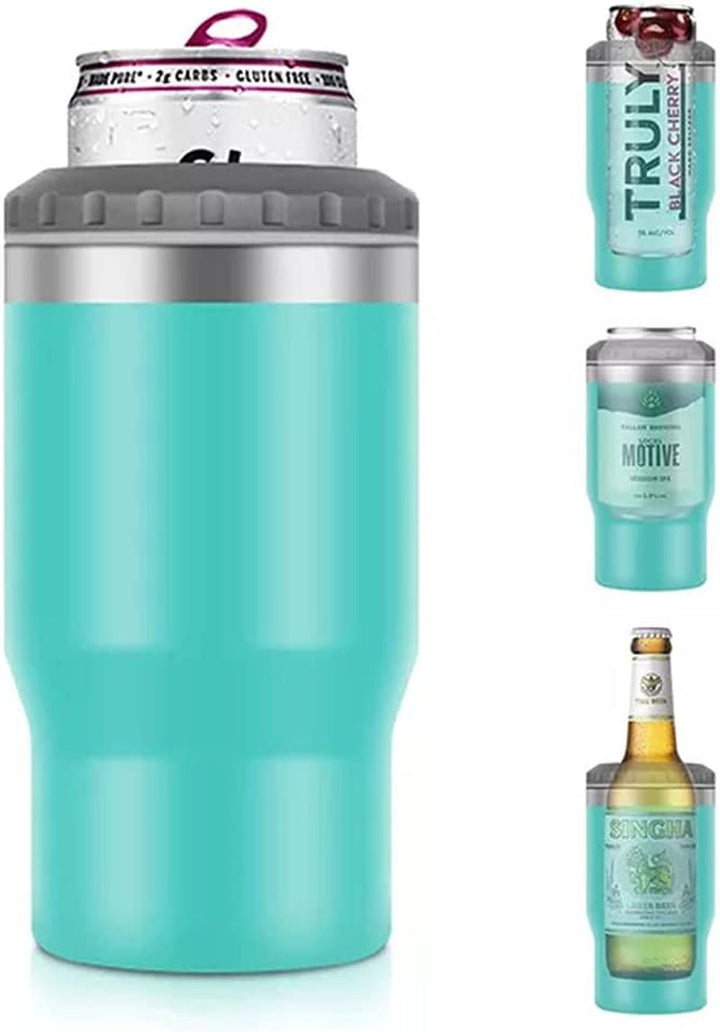 Stornfield | 4-in-1 Stainless Steel Can/Bottle Thermos, 14 Oz Dual-Purpose Lid, Insulated SUS Can Cooler, Beer Bottle Holder (Black)