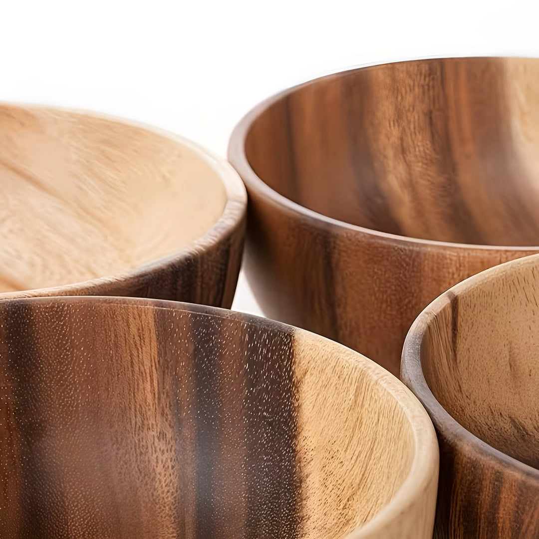 Wood Serving Bowls Set (4-piece) – ReusaStornfielde and Handcrafted | Perfect for Salad, Soup, Rice & Ramen | Stornfield