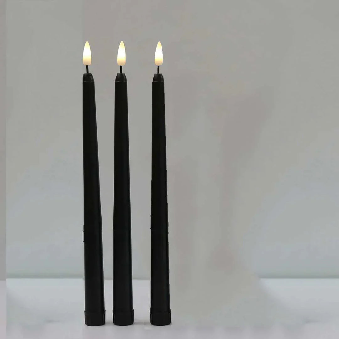 Stornfield | 3-Piece Black LED Candles with Flickering Flame