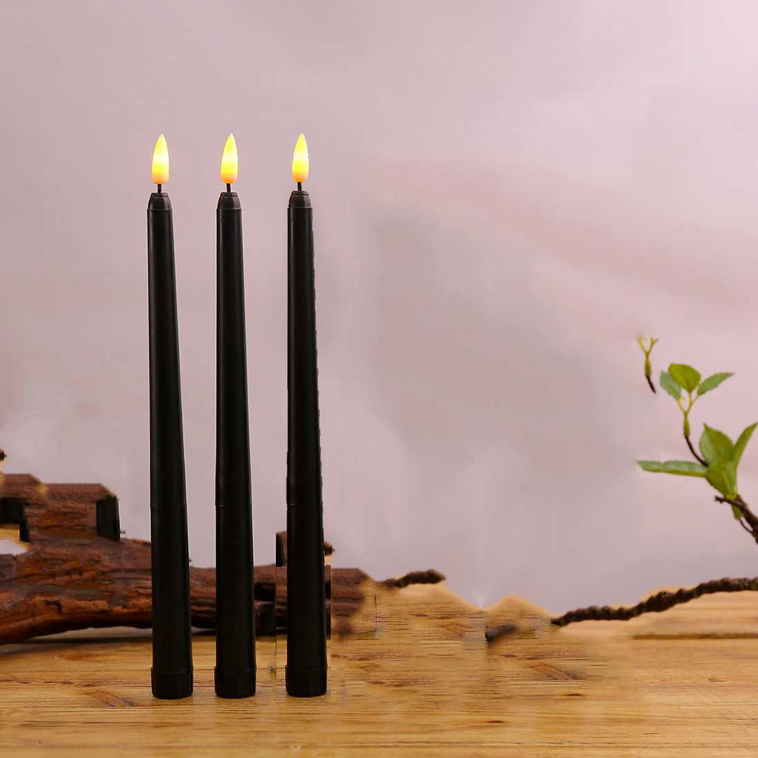 Stornfield | 3-Piece Black LED Candles with Flickering Flame