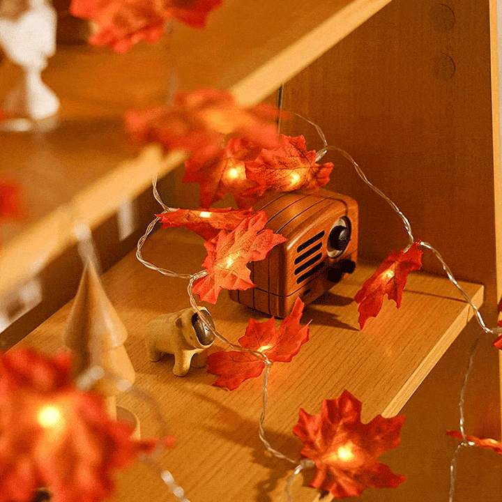 Thanksgiving Décor Fall Maple Leaf String Lights | Stornfield