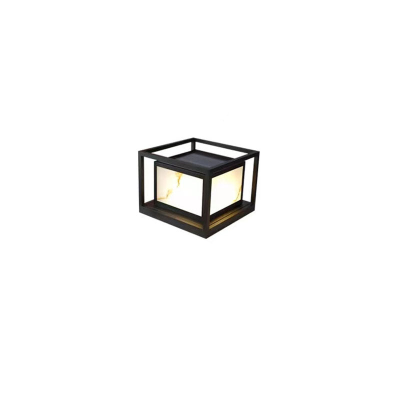 Modern Solar Square Chinese Outdoor Column Head Light LED Lawn Landscape Light | Stornfield