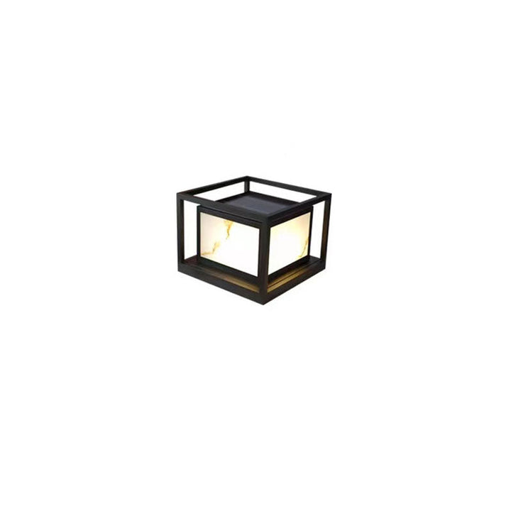Modern Solar Square Chinese Outdoor Column Head Light LED Lawn Landscape Light | Stornfield