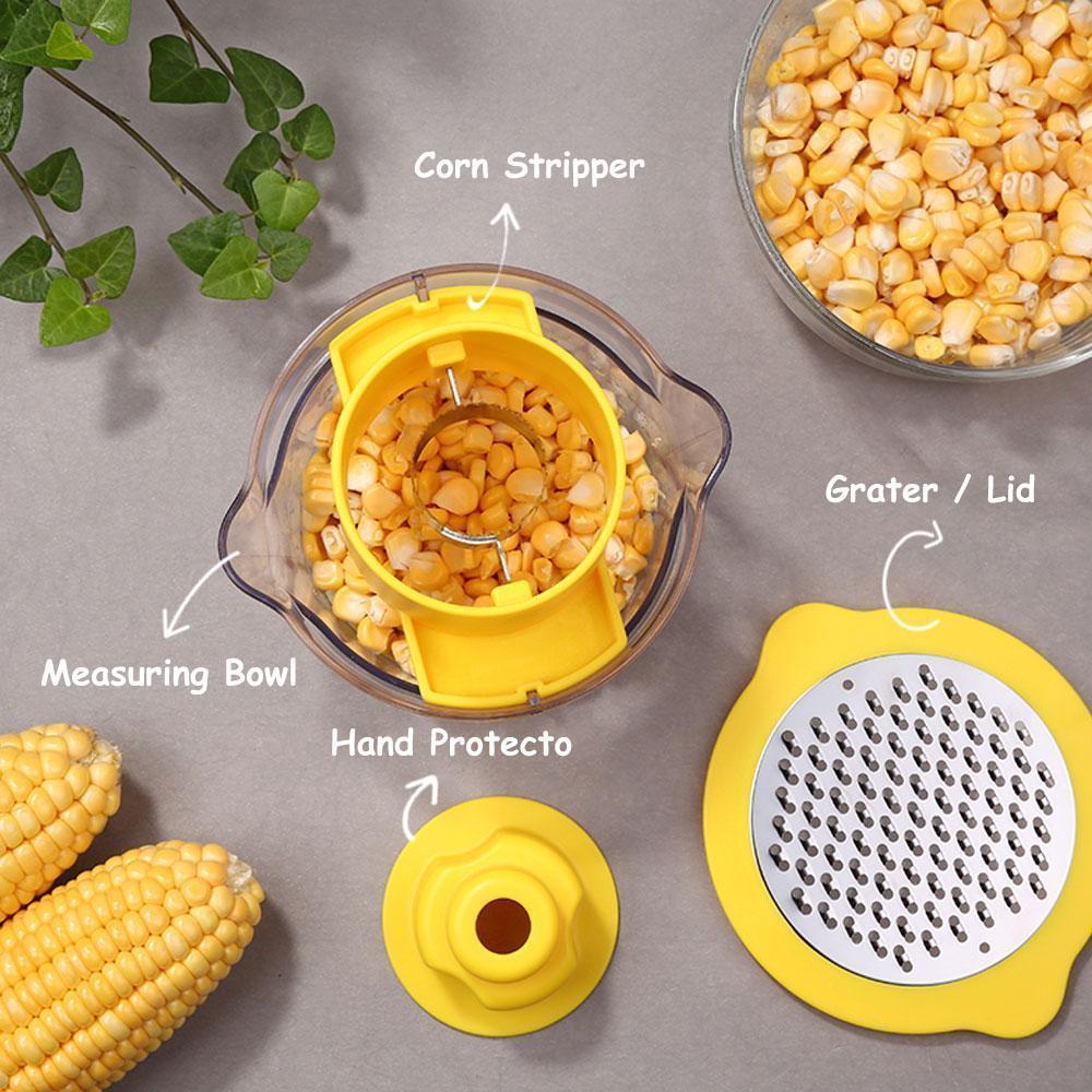 Cob Corn Stripper With Built-In Measuring Cup And Grater | Stornfield