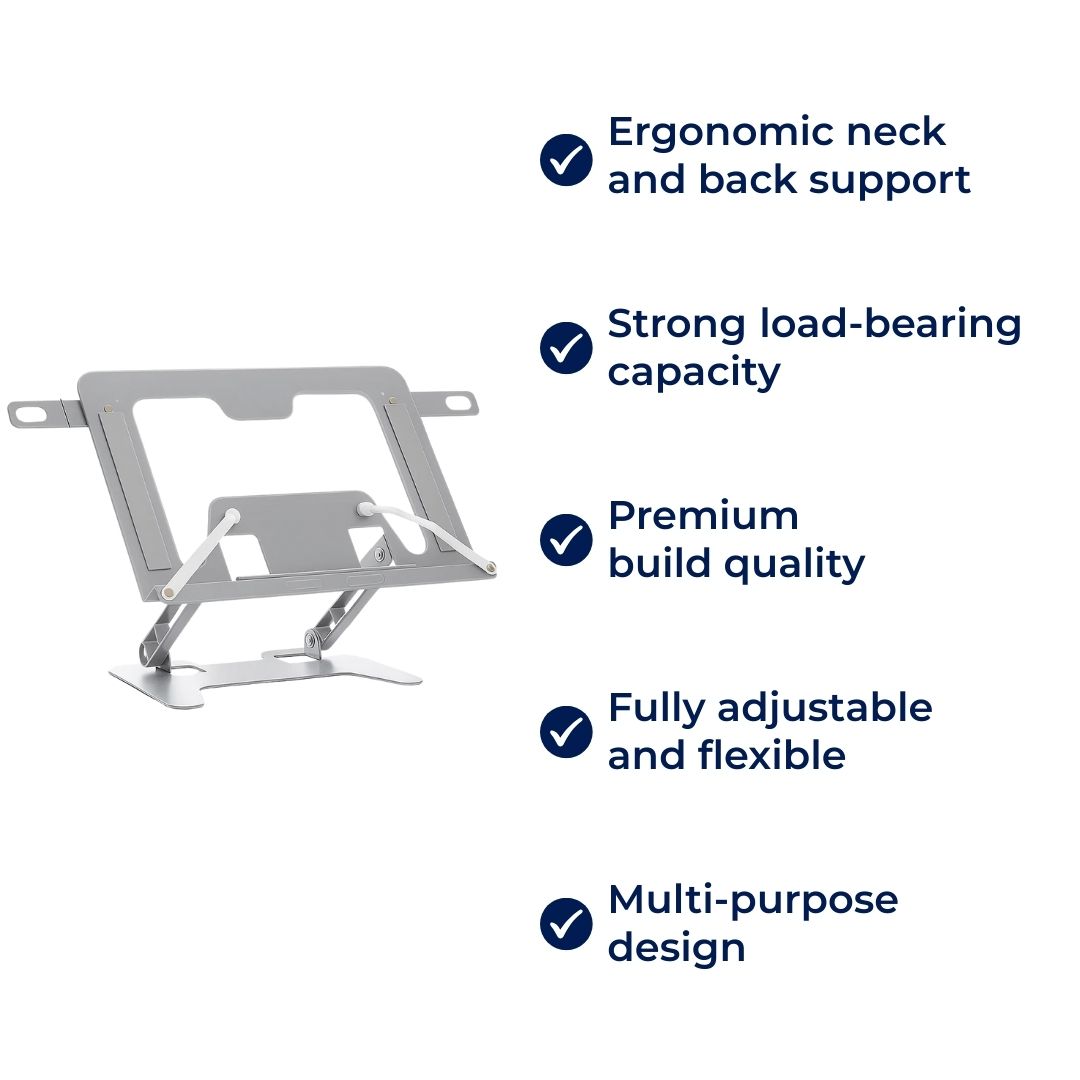 ReadEase | Adjustable Reading Stand – Ergonomic Neck Relief – Compact Foldable Design – For Comfort at Home, Office, and Stornfield Desk