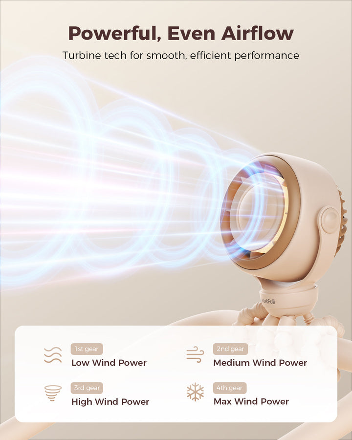 Baby Stroller Fan - 4000mAh Rechargeable 4-Speed | Stornfield