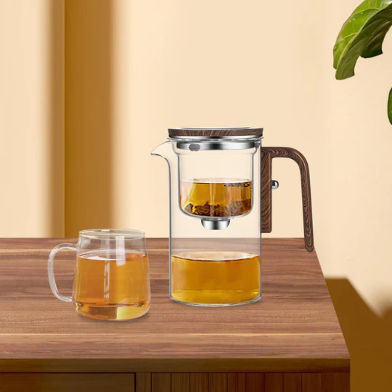Stornfield Heat-Resistant Glass Teapot with Wooden Handle – Elegant Infuser Pot