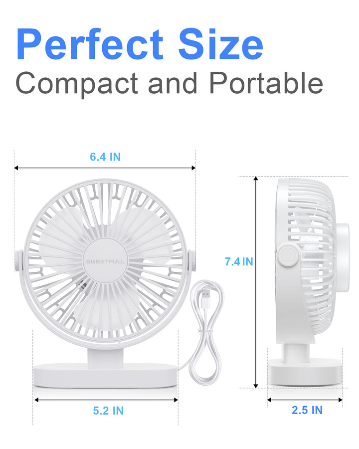 6.5 Inch USB Small Desk Fan for Home Office Car Outdoor Travel | Stornfield