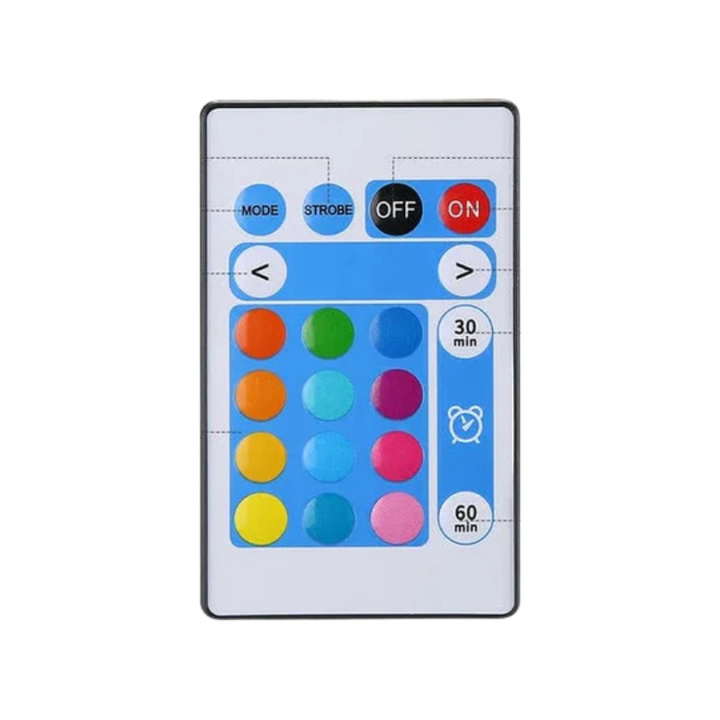 Decorative lamp with remote control and Stornfield color effects