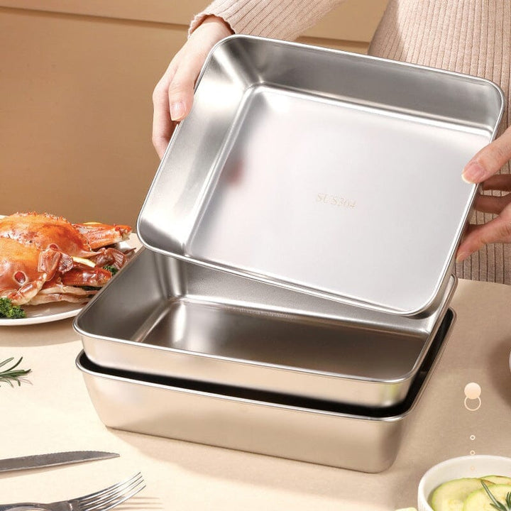 Stainless Steel Square Plate (With Lid) | Stornfield