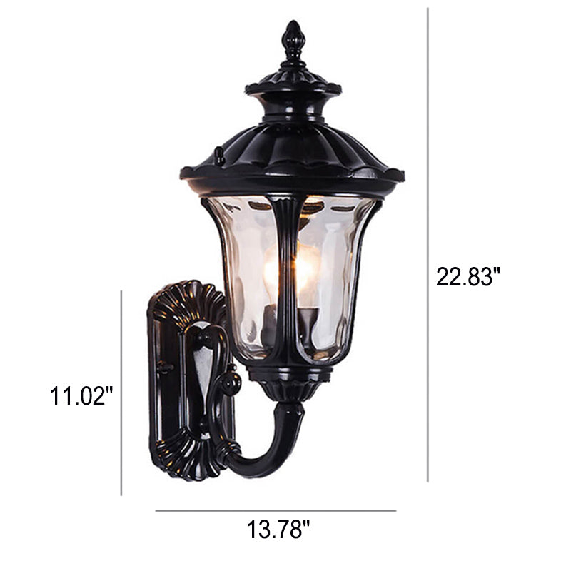 European Retro Waterproof Stone Pattern Glass Lampshade 1-Light Outdoor Wall Sconce Lamp | Stornfield