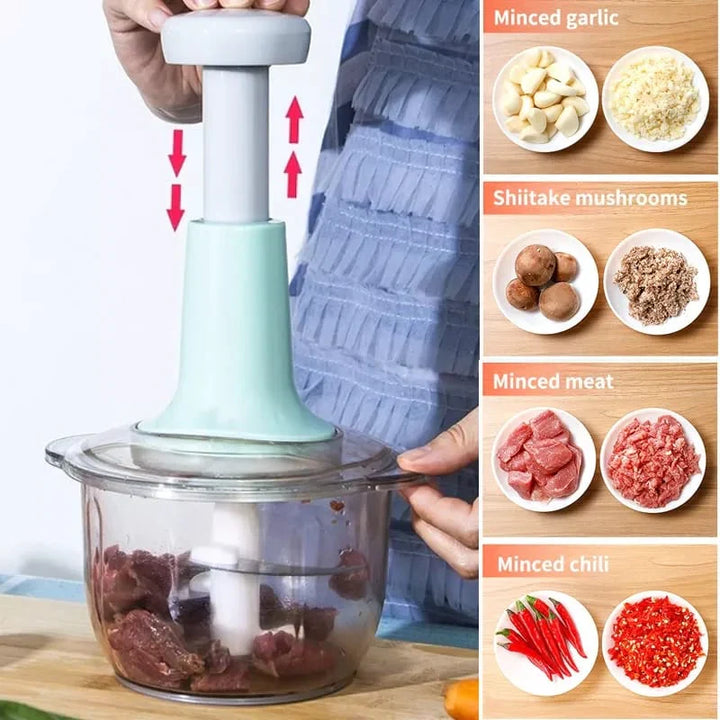 Manual Food Chopper, 1500ML Speedy With 4 Curved Stainless Steel Blades Stornfield
