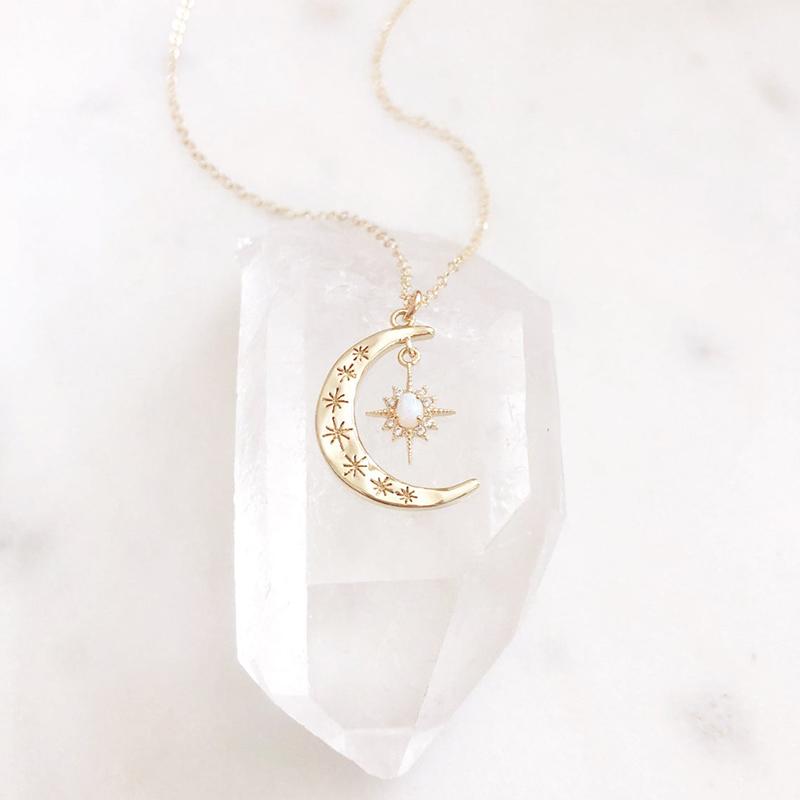 Moon & Sun Croissant Necklace | Stornfield