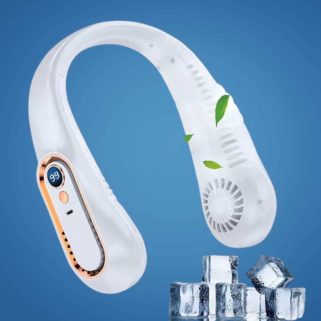CoolEase | Portable Neck Fan – Hands-Free Bladeless Cooling – Five Speeds USB-C – Travel Office Commute Stornfield