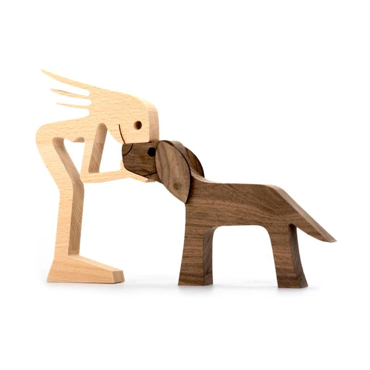 Pet Lover Gifts Wood Sculpture Family & Puppy Wooden Crafts Table Ornaments | Stornfield