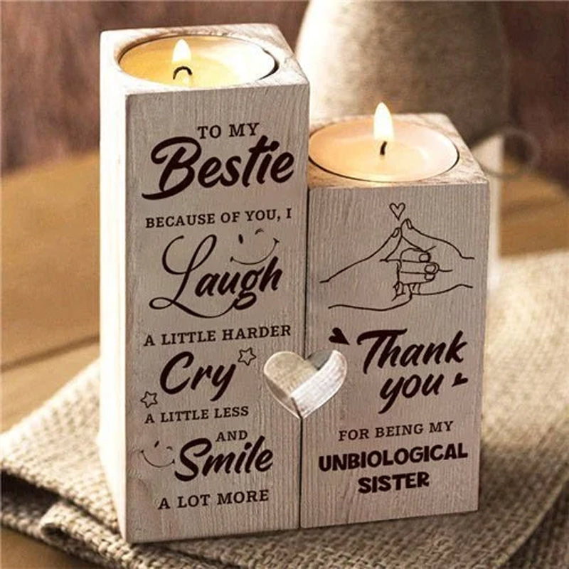 Smile A Lot More - Wooden Candle Holder with Candle Gift for Your Loved Ones | Stornfield